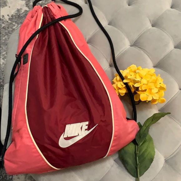 Nike Bags Nike Drawstring Backpack Pink And Wine Poshmark